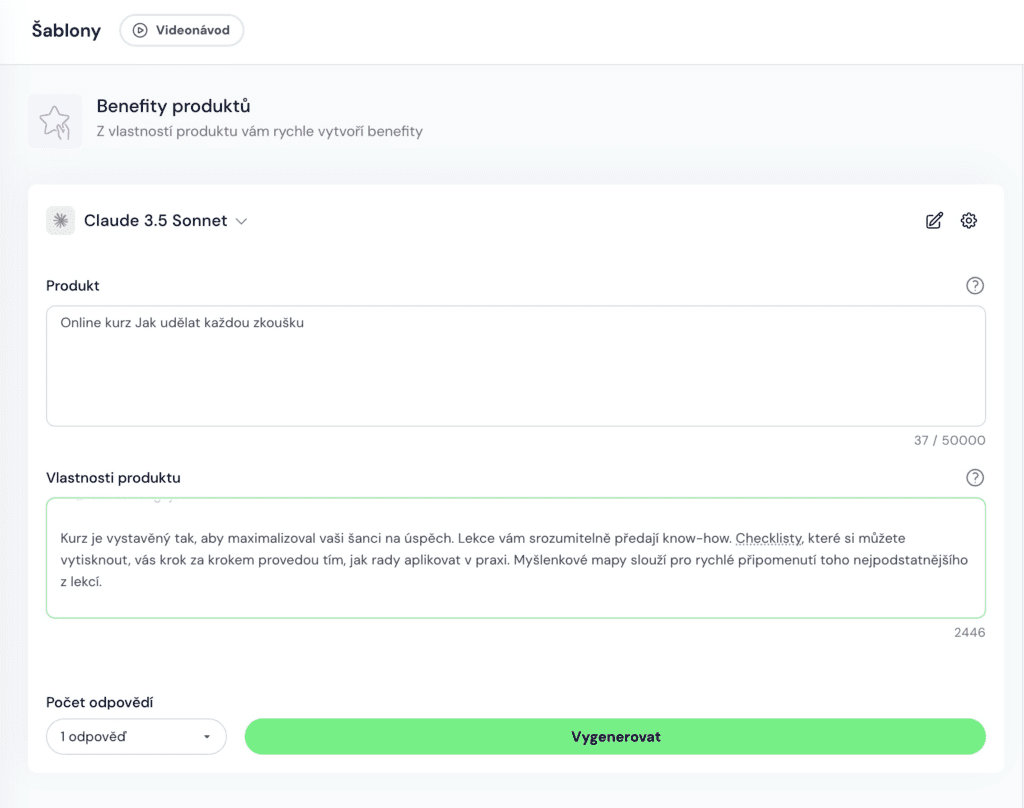 benefity, ai funkce